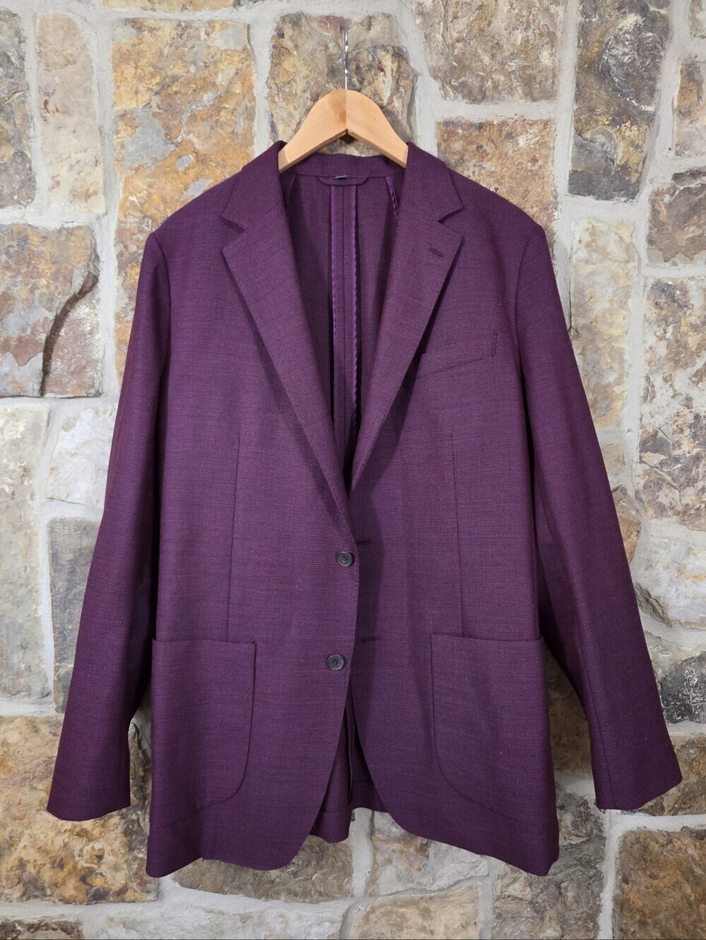Bonobos Slim Fit Wool Knit Two Button Wine Color Blazer Suit Coat Sport Jacket
